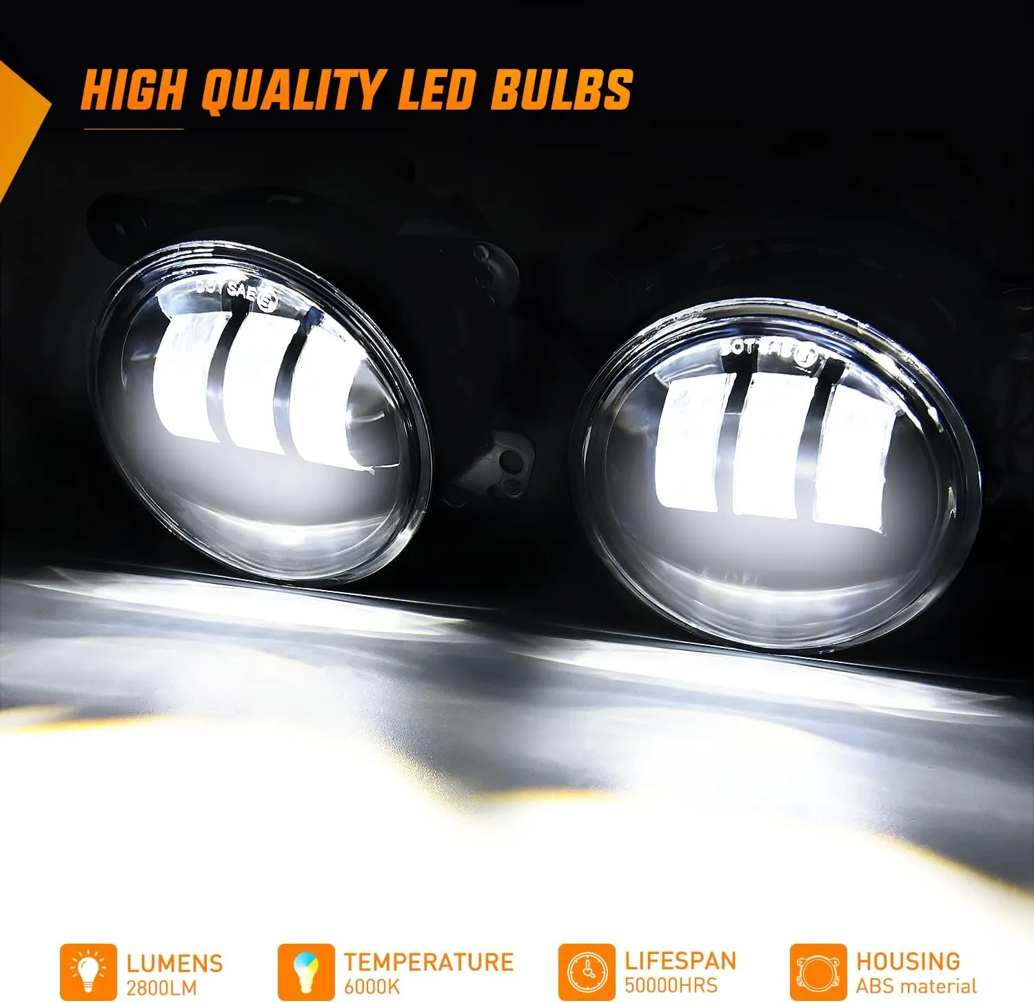 1997-2018 Wrangler JK Unlimited JKU TJ CJ Rubicon 7 Inch Round Cree Headlight and 4 Inch Fog Lights 4Pcs