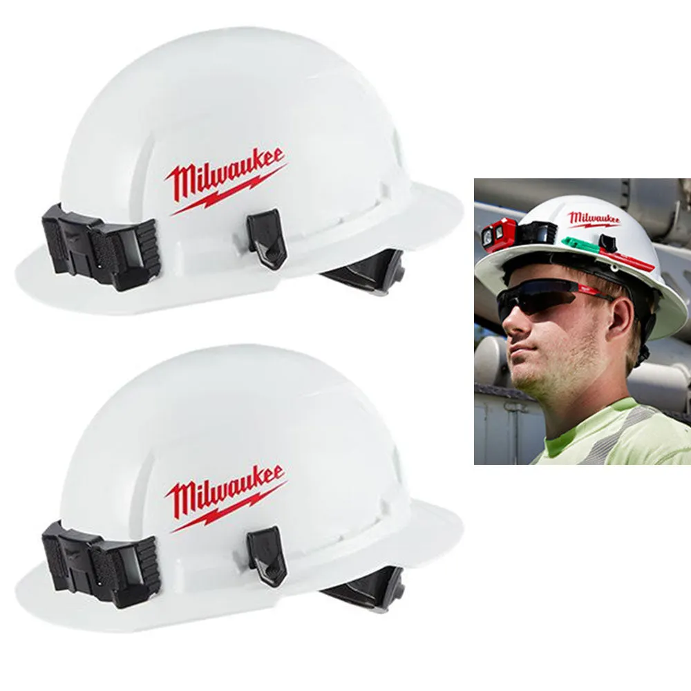 2 Milwaukee Hard Hat Full Brim Safety Bolt Ratcheting Suspension Protective Gear
