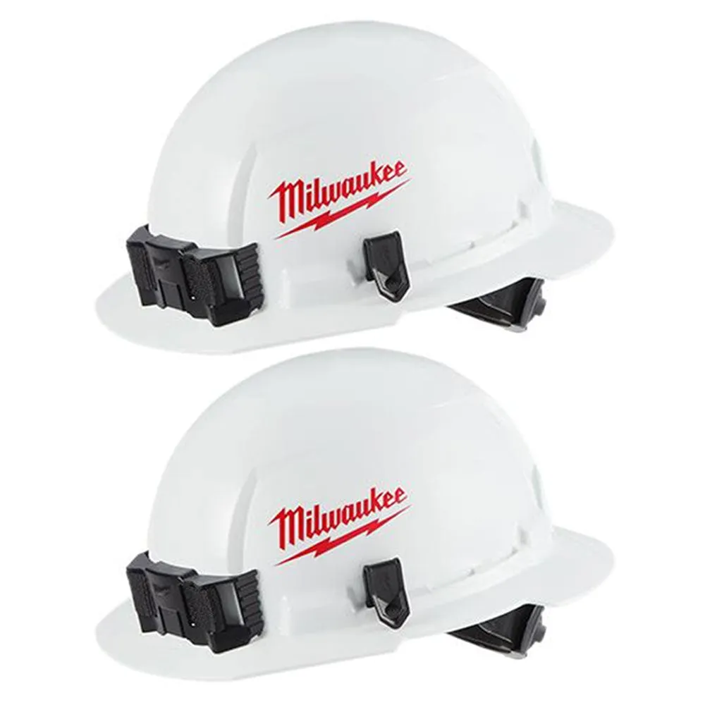 2 Milwaukee Hard Hat Full Brim Safety Bolt Ratcheting Suspension Protective Gear