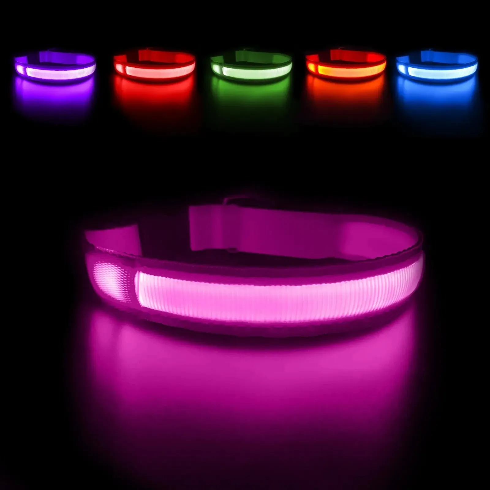 Anniepaw LED Luminous Waterproof Safety Night light Glow Necklace Dog Collar