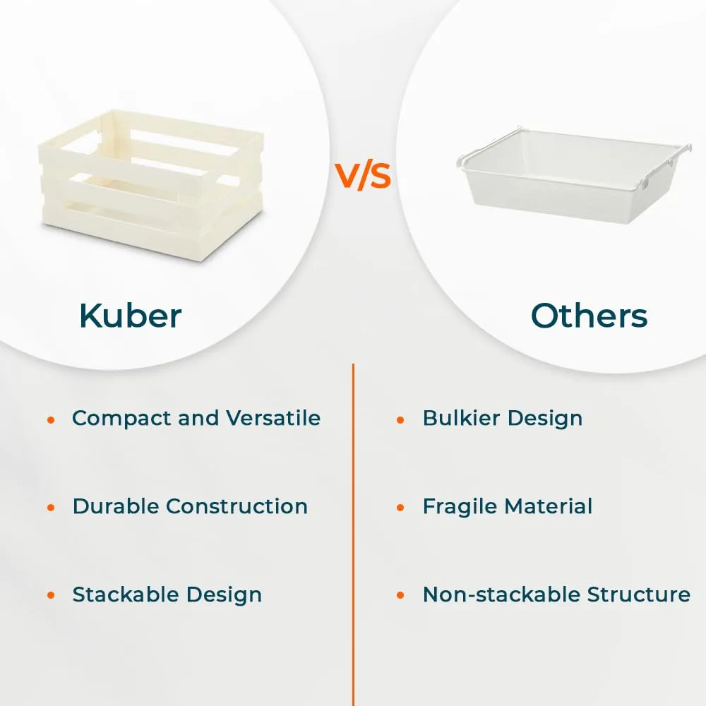 Kuber Industries Multipurpose Portable Small Storage Basket|Box For Storage Without Lid (Beige)