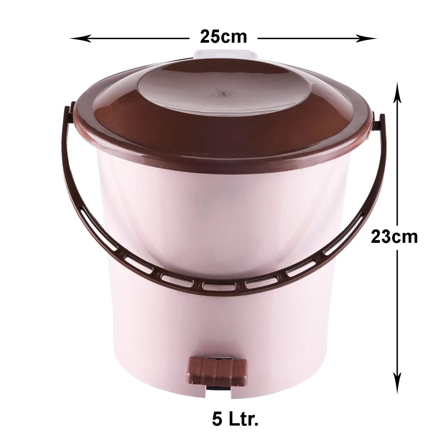Kuber Industries Pedal Dustbin|Plastic Pedal Dustbin|Kitchen Waste Paper Bin|Dustbin For Bedroom|5 Liter Dustbin (Peach)