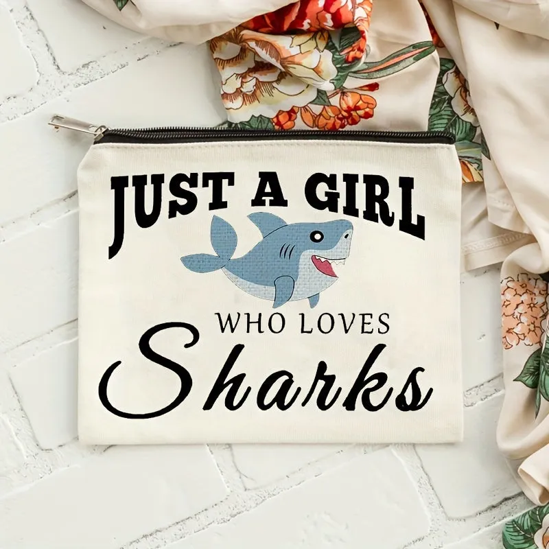 Makeup Bag Zipper Pouch - Shark Cartoon Pattern
