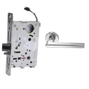 Sargent RX-8271-24V-LNMD-26D Electric Mortise Lock, Fail Secure, 24V, LA Keyway, LN Rose, MD Lever, Field Reversible, Satin Chrome