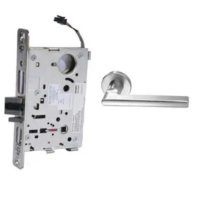 Sargent RX-8271-24V-LNMD-26D Electric Mortise Lock, Fail Secure, 24V, LA Keyway, LN Rose, MD Lever, Field Reversible, Satin Chrome