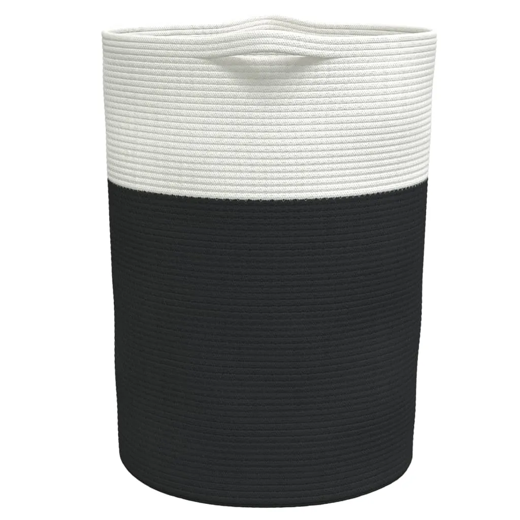Storage Basket Black and White Ø49x65 cm Cotton