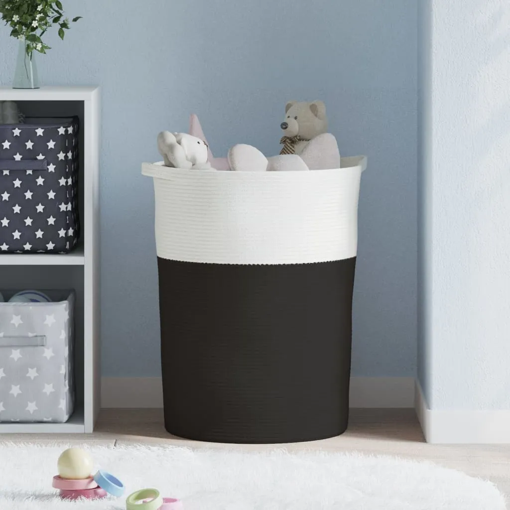 Storage Basket Black and White Ø49x65 cm Cotton